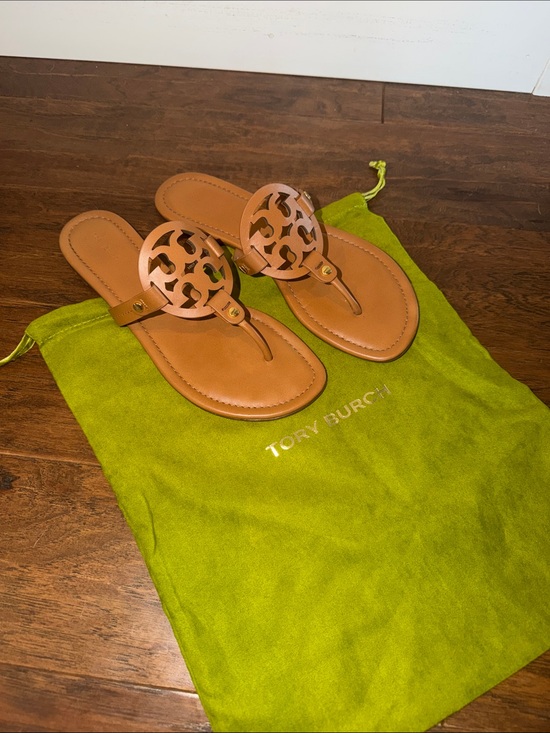 Tory Burch Shoes - Tory Burch Miller Leather Logo Thong Sandals